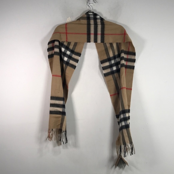 Burberry Check Cashmere Tassel Scarf, Size 66.1" x 11.8" - Archive Beige - Picture 3 of 13